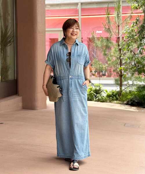 RIVE DROITE（リヴドロワ）の「【MONN×Yoshiiiiii】半袖デニムシャツワンピース（ワンピース・レディース・ネイビー/ブルー・40/36/FREE）」の9枚目の写真