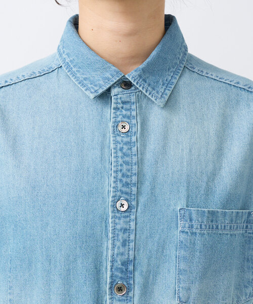 RIVE DROITE（リヴドロワ）の「【MONN×Yoshiiiiii】半袖デニムシャツワンピース（ワンピース・レディース・ネイビー/ブルー・40/36/FREE）」の15枚目の写真