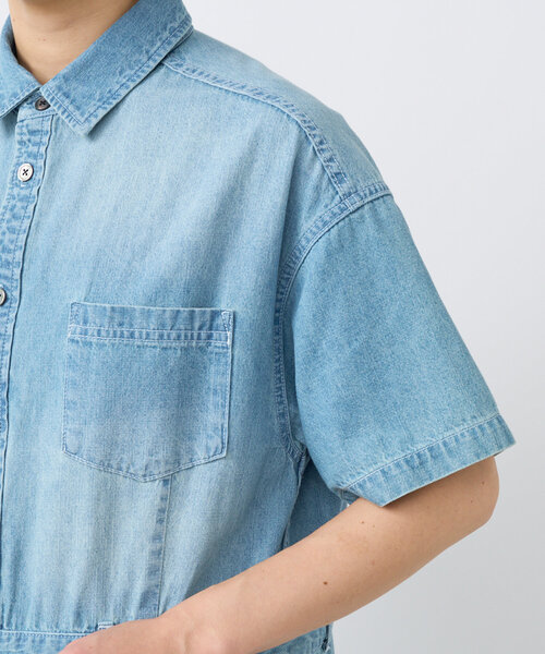 RIVE DROITE（リヴドロワ）の「【MONN×Yoshiiiiii】半袖デニムシャツワンピース（ワンピース・レディース・ネイビー/ブルー・40/36/FREE）」の16枚目の写真