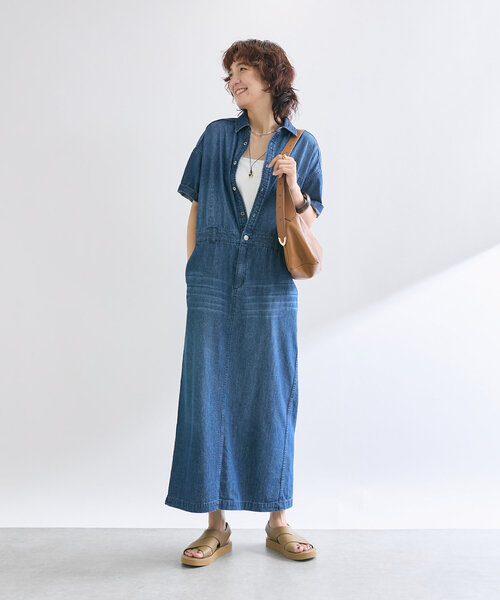 RIVE DROITE（リヴドロワ）の「【MONN×Yoshiiiiii】半袖デニムシャツワンピース（ワンピース・レディース・ネイビー/ブルー・40/36/FREE）」の20枚目の写真