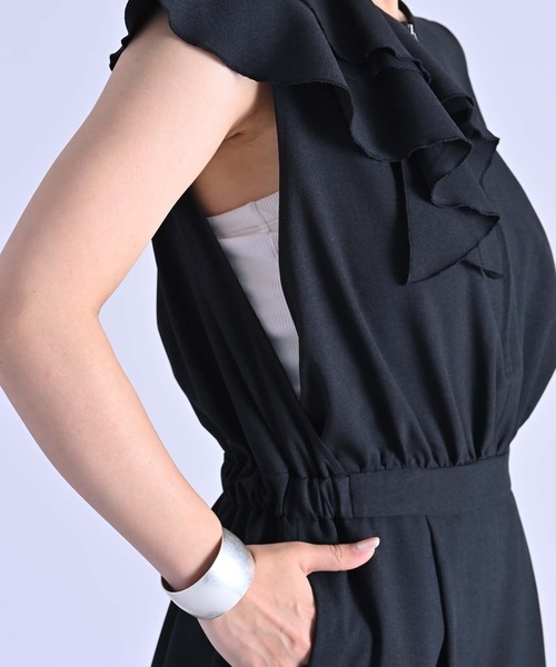 セール】アシメラッフルオールインワン（つなぎ/オールインワン