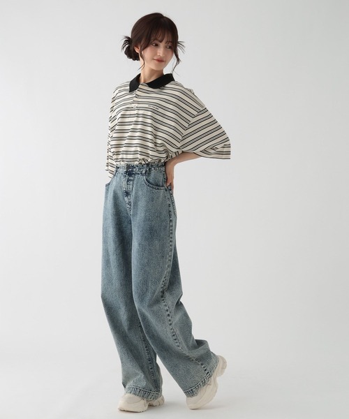 GLOBAL WORK(グローバルワーク)の「ロゴ刺繍ポロシャツ/AND YUA ANY/499715(ポロシャツ・キッズ・ホワイト系8/ダークグリーン・160cm/170cm)」の12枚目の写真