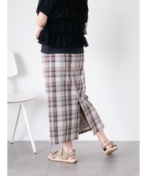 Samansa Mos2(サマンサ モスモス)の「【UVカット】チェック柄ナロースカート(スカート・レディース・ブルー/グリーン/グレー/ピンク・F)」の16枚目の写真