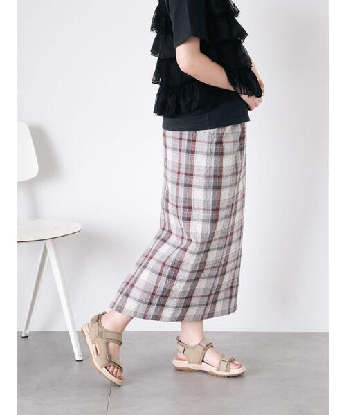 Samansa Mos2(サマンサ モスモス)の「【UVカット】チェック柄ナロースカート(スカート・レディース・ブルー/グリーン/グレー/ピンク・F)」の17枚目の写真