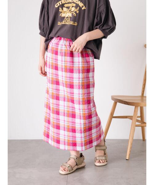 Samansa Mos2(サマンサ モスモス)の「【UVカット】チェック柄ナロースカート(スカート・レディース・ブルー/グリーン/グレー/ピンク・F)」の12枚目の写真