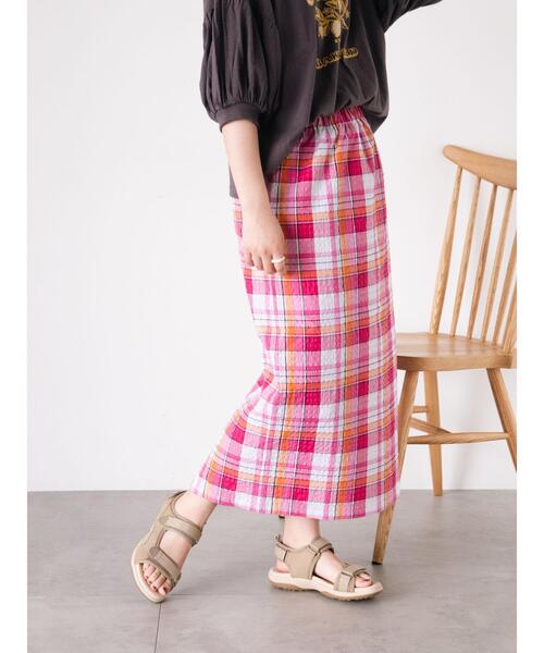 Samansa Mos2(サマンサ モスモス)の「【UVカット】チェック柄ナロースカート(スカート・レディース・ブルー/グリーン/グレー/ピンク・F)」の13枚目の写真