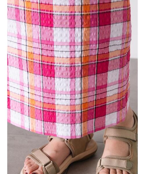 Samansa Mos2(サマンサ モスモス)の「【UVカット】チェック柄ナロースカート(スカート・レディース・ブルー/グリーン/グレー/ピンク・F)」の5枚目の写真
