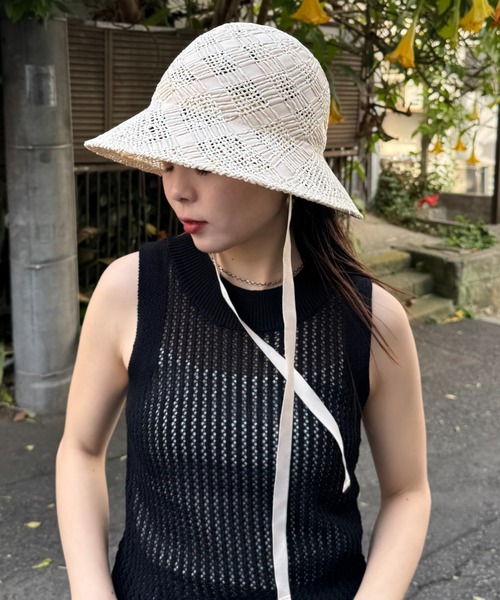 CIAOPANIC TYPY（チャオパニックティピー）の「【Aguni】紐付きペーパーHAT（ハット・レディース・ブラウン/オフホワイト/ブラック・ONE SIZE）」の6枚目の写真