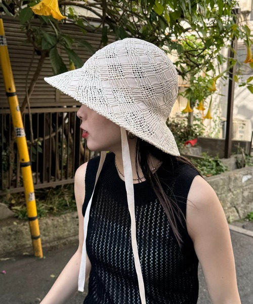 CIAOPANIC TYPY（チャオパニックティピー）の「【Aguni】紐付きペーパーHAT（ハット・レディース・ブラウン/オフホワイト/ブラック・ONE SIZE）」の7枚目の写真