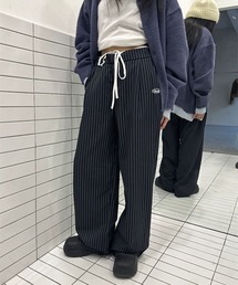 BARELY BLUE（ベアリーブルー）の「【 BARELY BLUE / ベアリーブルー 】 ダブルウエスト ストライプ ワイドパンツ（スラックス）」