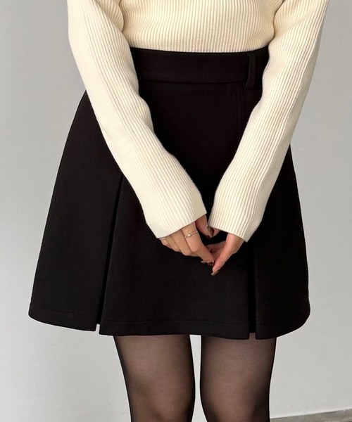 callautia(カラウティア)の「メルトンプリーツミニスカート(インパン付き)(スカート・レディース・ブラック/ダークグレー/ブラウン・LARGE/MEDIUM/SMALL)」の4枚目の写真