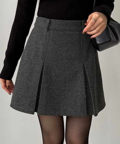 callautia(カラウティア)の「メルトンプリーツミニスカート(インパン付き)(スカート・レディース・ブラック/ダークグレー/ブラウン・LARGE/MEDIUM/SMALL)」の6枚目の写真