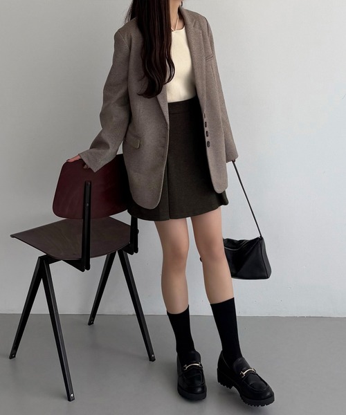 callautia(カラウティア)の「メルトンプリーツミニスカート(インパン付き)(スカート・レディース・ブラック/ダークグレー/ブラウン・LARGE/MEDIUM/SMALL)」の13枚目の写真