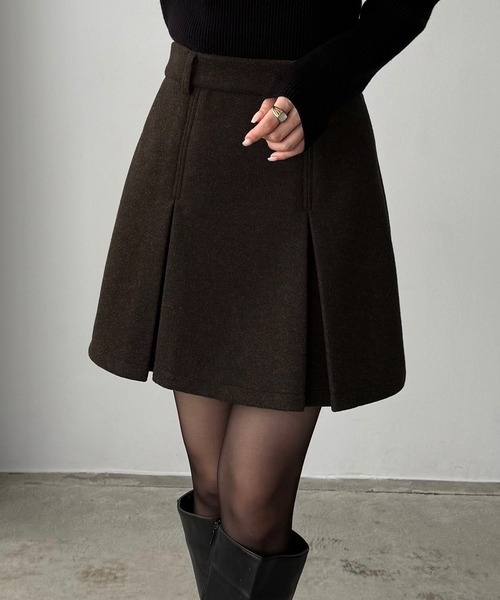 callautia(カラウティア)の「メルトンプリーツミニスカート(インパン付き)(スカート・レディース・ブラック/ダークグレー/ブラウン・LARGE/MEDIUM/SMALL)」の17枚目の写真