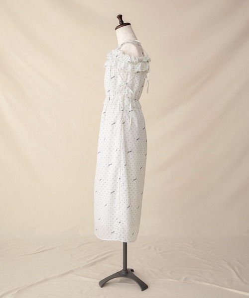 OBLI 新品ホワイト ロングワンピース セール】Off-Shoulder Long One Piece/オフショルロング