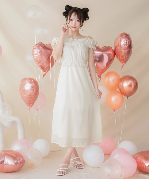 Off-Shoulder Long One Piece/オフショルロングワンピース
