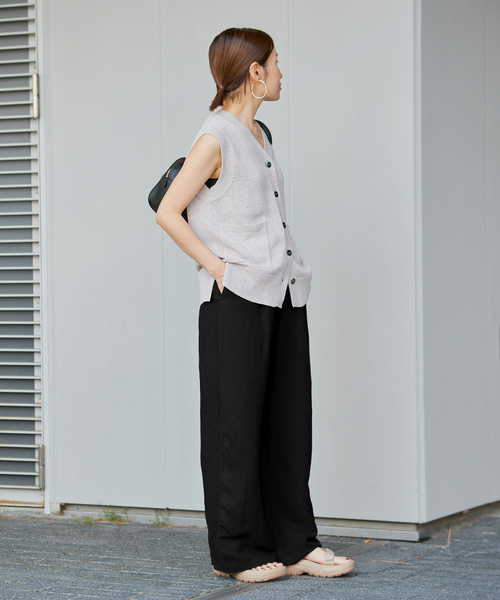 イエナ リネンワイドイージーパンツ ブラック リネンワイドイージーパンツ | イエナ(IENA) | マルイウェブチャネル