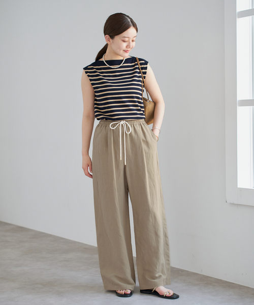 IENA(イエナ)の「リネンレーヨンイージーパンツ(その他パンツ・レディース・ブラック/ベージュ・36/38/34/40)」の8枚目の写真