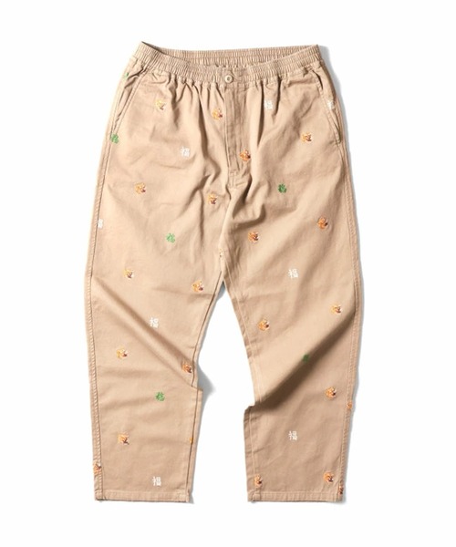 HOUSTON ヒューストン COTTON TWILL ALLOVER EMB EASY PANTS コットン