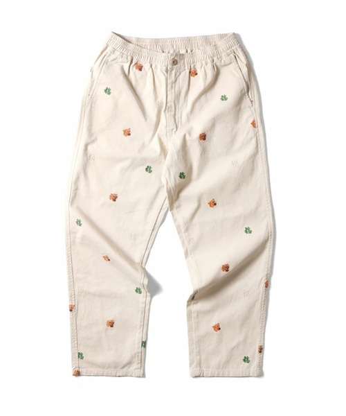 HOUSTON ヒューストン COTTON TWILL ALLOVER EMB EASY PANTS コットン
