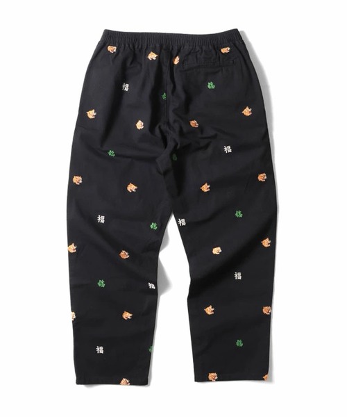 HOUSTON（ヒューストン）の「HOUSTON ヒューストン COTTON TWILL ALLOVER EMB EASY PANTS コットンツイル 虎 福 総柄刺繍 イージーパンツ（チノパンツ・メンズ・ナチュラル/ブラック/ベージュ・M/L/XL）」の6枚目の写真