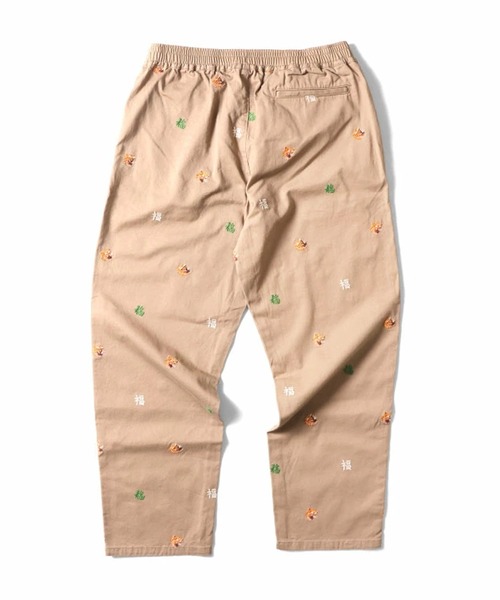 HOUSTON（ヒューストン）の「HOUSTON ヒューストン COTTON TWILL ALLOVER EMB EASY PANTS コットンツイル 虎 福 総柄刺繍 イージーパンツ（チノパンツ・メンズ・ナチュラル/ブラック/ベージュ・M/L/XL）」の7枚目の写真