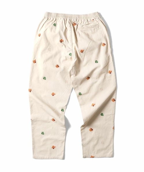 HOUSTON（ヒューストン）の「HOUSTON ヒューストン COTTON TWILL ALLOVER EMB EASY PANTS コットンツイル 虎 福 総柄刺繍 イージーパンツ（チノパンツ・メンズ・ナチュラル/ブラック/ベージュ・M/L/XL）」の8枚目の写真