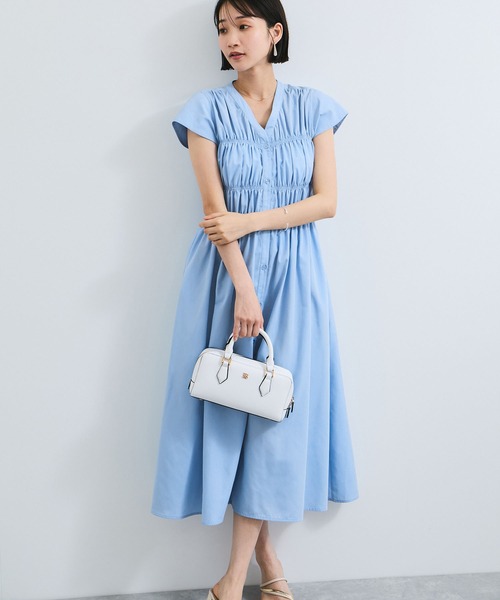 セール】シャーリングデザインワンピース【WEB限定サイズ