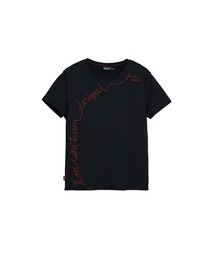 フレーズエンブロイダリー 刺繍入りTシャツ ブラック