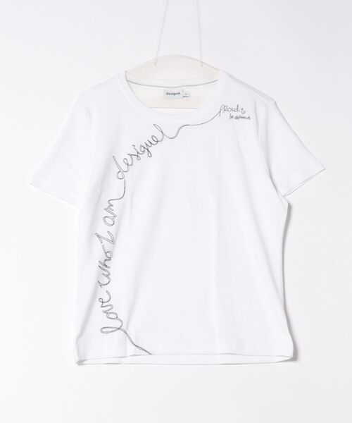 Desigual(デシグアル)の「フレーズエンブロイダリー 刺繍入りTシャツ ブラック(Tシャツ/カットソー・レディース・ホワイト/ブラック・XS/S/L/XL/M)」の7枚目の写真