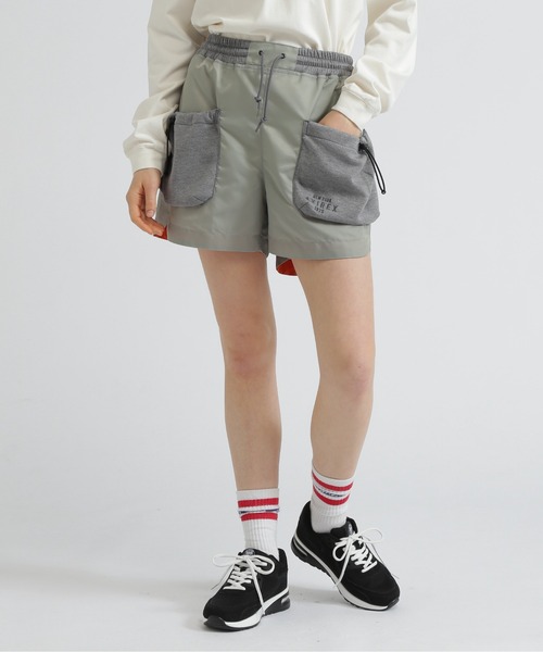 AVIREX（アヴィレックス）の「NYLON COMBI SHORT PANTS/ナイロンコンビショートパンツ（その他パンツ・レディース・グレー/オリーブ/ブラック・M/S）」の3枚目の写真