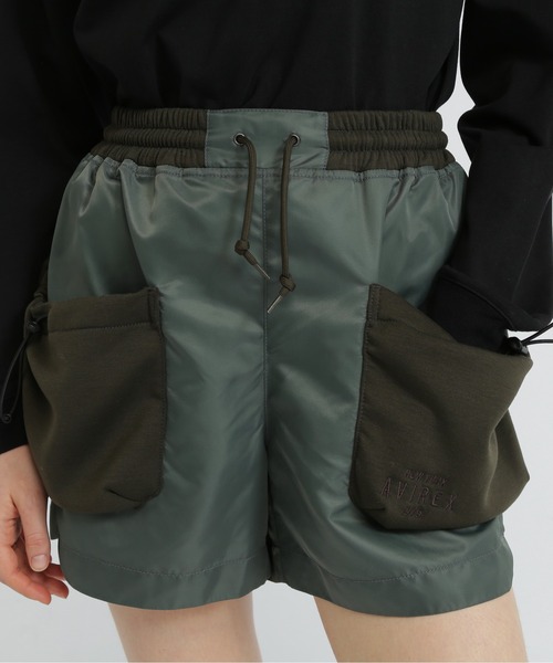 AVIREX（アヴィレックス）の「NYLON COMBI SHORT PANTS/ナイロンコンビショートパンツ（その他パンツ・レディース・グレー/オリーブ/ブラック・M/S）」の7枚目の写真