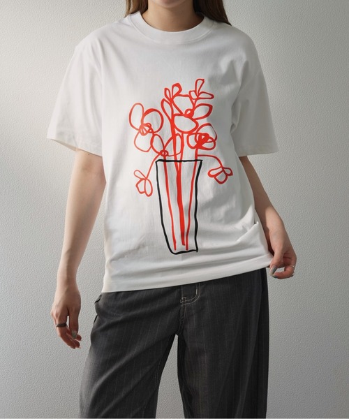 tシャツ 「zozo限定」花瓶 芸術的 上品 フラワー ビックアートアート ユニセックス Tシャツ レディース zozo限定】花瓶 芸術的 上品 フラワー ビックアートアート ユニ