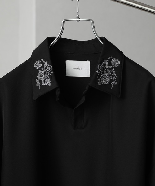 welise（ウェライズ）の「【welise/ウェライズ】Flower "Embroidery"ショートスキッパーシャツ（シャツ/ブラウス・メンズ・ホワイト/ブラック/グレー・S/M/L）」の20枚目の写真