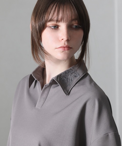 welise（ウェライズ）の「【welise/ウェライズ】Flower "Embroidery"ショートスキッパーシャツ（シャツ/ブラウス・メンズ・ホワイト/ブラック/グレー・S/M/L）」の13枚目の写真