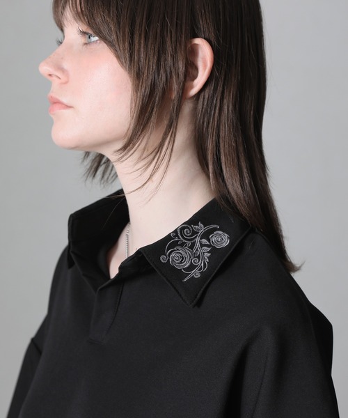 welise（ウェライズ）の「【welise/ウェライズ】Flower "Embroidery"ショートスキッパーシャツ（シャツ/ブラウス・メンズ・ホワイト/ブラック/グレー・S/M/L）」の10枚目の写真