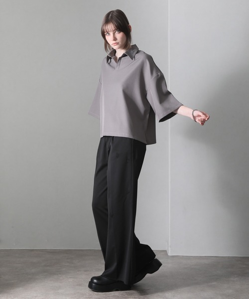 welise（ウェライズ）の「【welise/ウェライズ】Flower "Embroidery"ショートスキッパーシャツ（シャツ/ブラウス・メンズ・ホワイト/ブラック/グレー・S/M/L）」の18枚目の写真