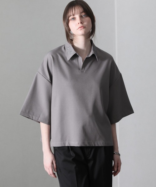 welise（ウェライズ）の「【welise/ウェライズ】Flower "Embroidery"ショートスキッパーシャツ（シャツ/ブラウス・メンズ・ホワイト/ブラック/グレー・S/M/L）」の15枚目の写真
