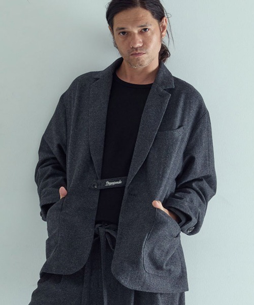 EGO TRIPPING(エゴトリッピング)の「mj10952-EGO×PROPA LOUNGECUT JACKET テーラードジャケット(テーラードジャケット・メンズ・チャコールグレー×ブラック・46/48)」の14枚目の写真