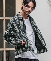 mj10923-Stripe Mix Knit Zip Up Blouson ジップアップブルゾン