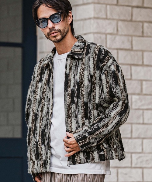 CAMBIO(カンビオ)の「mj10923-Stripe Mix Knit Zip Up Blouson ジップアップブルゾン(ブルゾン・メンズ・ブラック/ブルー・M/L)」の22枚目の写真
