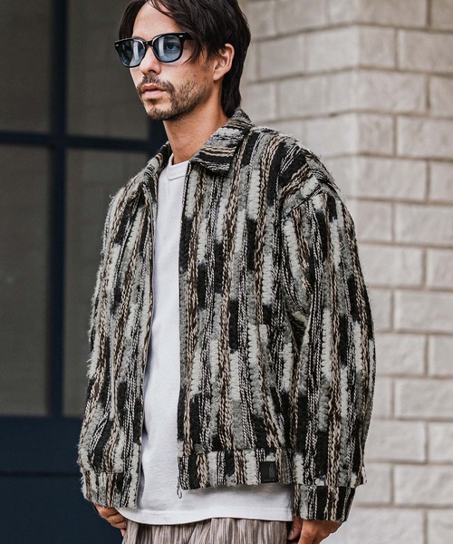 CAMBIO(カンビオ)の「mj10923-Stripe Mix Knit Zip Up Blouson ジップアップブルゾン(ブルゾン・メンズ・ブラック/ブルー・M/L)」の21枚目の写真