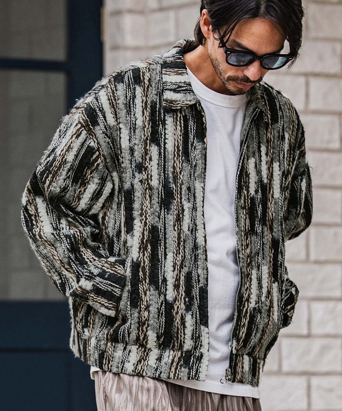 CAMBIO(カンビオ)の「mj10923-Stripe Mix Knit Zip Up Blouson ジップアップブルゾン(ブルゾン・メンズ・ブラック/ブルー・M/L)」の20枚目の写真