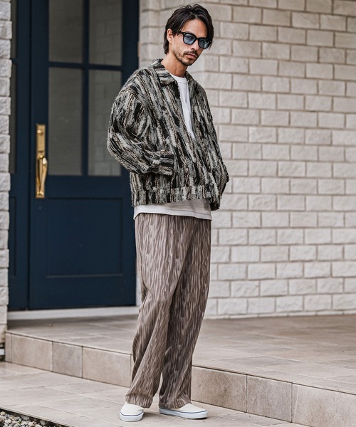 CAMBIO(カンビオ)の「mj10923-Stripe Mix Knit Zip Up Blouson ジップアップブルゾン(ブルゾン・メンズ・ブラック/ブルー・M/L)」の18枚目の写真