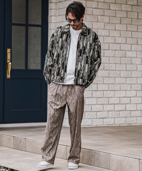 CAMBIO(カンビオ)の「mj10923-Stripe Mix Knit Zip Up Blouson ジップアップブルゾン(ブルゾン・メンズ・ブラック/ブルー・M/L)」の17枚目の写真