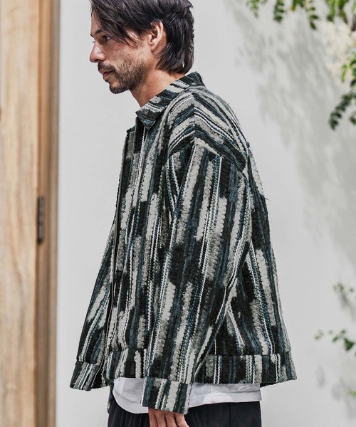 CAMBIO(カンビオ)の「mj10923-Stripe Mix Knit Zip Up Blouson ジップアップブルゾン(ブルゾン・メンズ・ブラック/ブルー・M/L)」の14枚目の写真