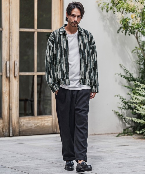 CAMBIO(カンビオ)の「mj10923-Stripe Mix Knit Zip Up Blouson ジップアップブルゾン(ブルゾン・メンズ・ブラック/ブルー・M/L)」の13枚目の写真