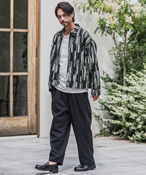CAMBIO(カンビオ)の「mj10923-Stripe Mix Knit Zip Up Blouson ジップアップブルゾン(ブルゾン・メンズ・ブラック/ブルー・M/L)」の12枚目の写真