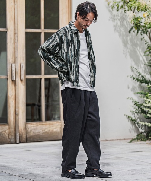 CAMBIO(カンビオ)の「mj10923-Stripe Mix Knit Zip Up Blouson ジップアップブルゾン(ブルゾン・メンズ・ブラック/ブルー・M/L)」の11枚目の写真