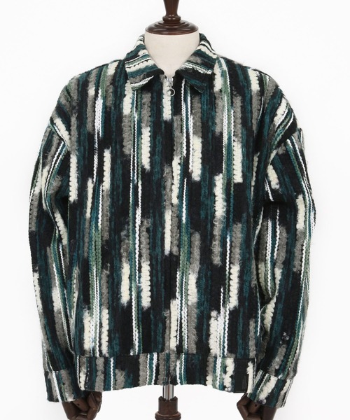 CAMBIO(カンビオ)の「mj10923-Stripe Mix Knit Zip Up Blouson ジップアップブルゾン(ブルゾン・メンズ・ブラック/ブルー・M/L)」の10枚目の写真